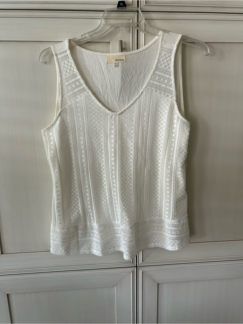 Dept 222 Lightweight White Crochet V-Neck Tank
